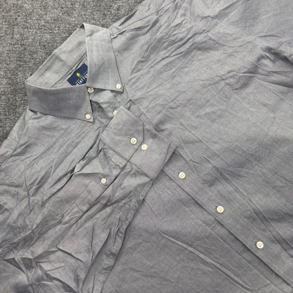 Stafford Button Down Shirt 25.5x34 Blue Non-Iron Pinpoint Executive Mens